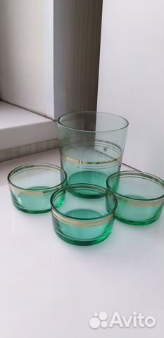 Вазы из зелёного стекла СССР, винтаж