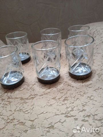 Стопки хрусталь с мельхиор, дном СССР