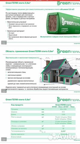 Утеплитель greenterm плита