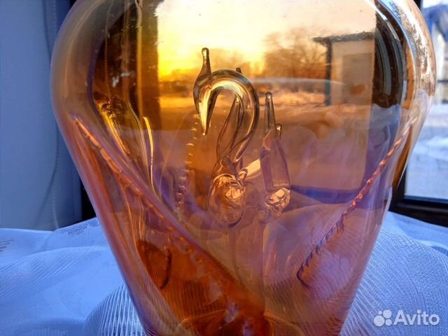 Графин стеклянный СССР внутри лебедь