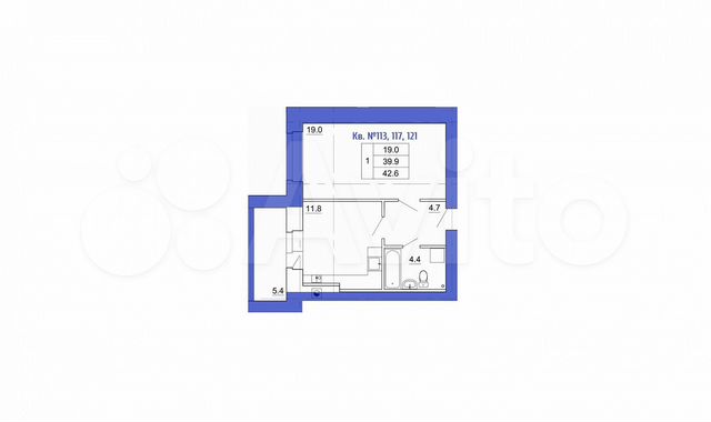 1-к. квартира, 42,6 м², 3/9 эт.