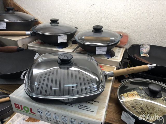 Сковорода-гриль чугун 280х280х40 биол