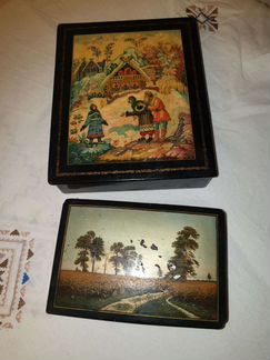 Шкатулки старинные папье маше