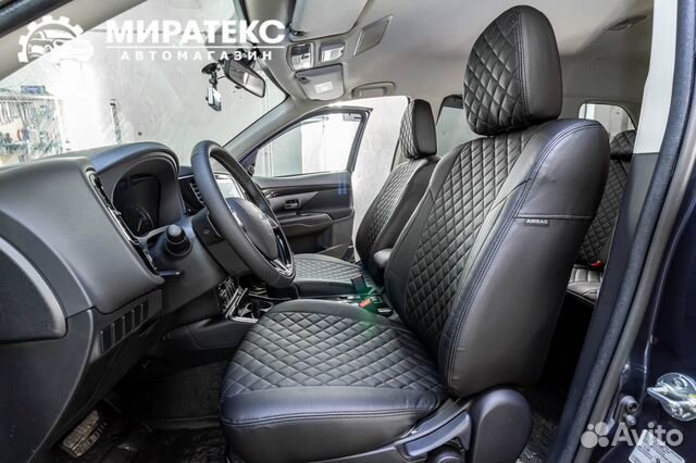 Авточехлы экокожа Митсубиси Аутлендер 3 / Ромб