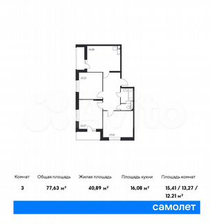 3-к квартира, 77.6 м², 10/14 эт.