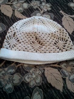 Шапка летняя вязаная крючком х/б