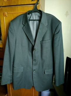 Темно-серый шерстяной пиджак. Размер 58