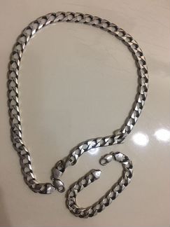Серебро 925 браслет и цепь комплект