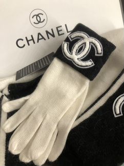Шапка шарф перчатки Chanel ангора