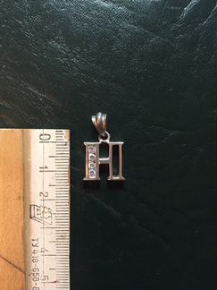 Подвеска буква Н серебро с цирконами