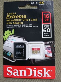 Карта памяти SanDisk Extreme 16Gb 10 class, UHS-I