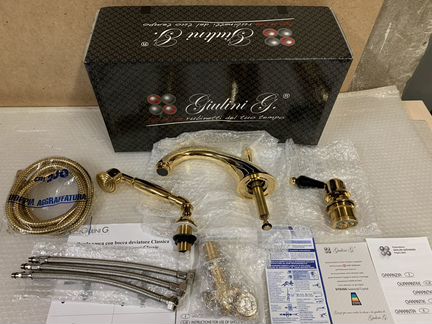 Смеситель на борт ванны swarovski Crystal Gold 24k