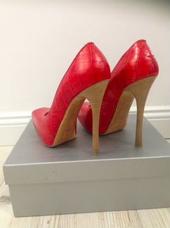 Туфли Gianmarco Lorenzi красные крокодил