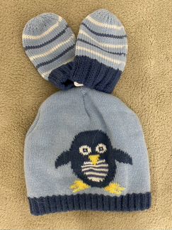 Шапочка и варежки mothercare 3-6 мес