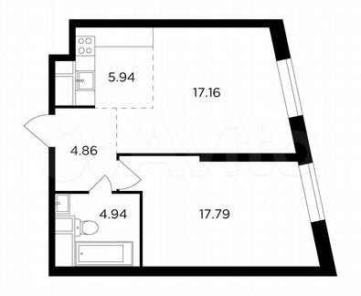 2-к квартира, 50.7 м², 16/30 эт.