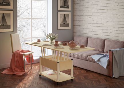 Стол-трансформер Дебют 3 Венге светлый ножки белые