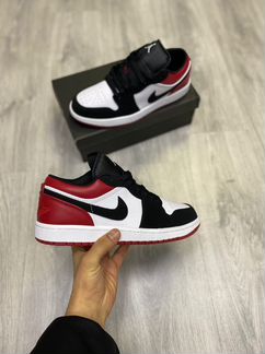 Nike Air Jordan 1 мужские низкие черно-бело-красны