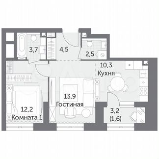 2-к квартира, 48.7 м², 4/38 эт.