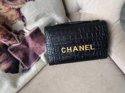 Женская сумка Chanel на цепочке черная кожа новая