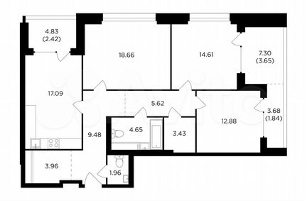 3-к квартира, 100.3 м², 8/29 эт.