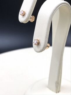 Золотые серьги с фианитами 585 пробы РФ