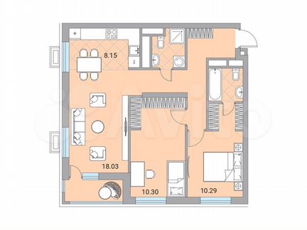 3-к квартира, 73.2 м², 15/24 эт.
