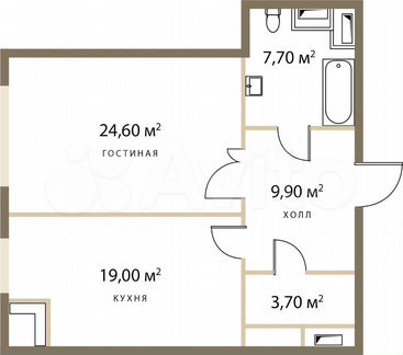 1-к квартира, 64.9 м², 20/21 эт.
