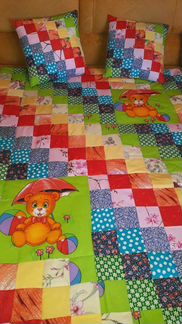 Детское лоскутное одеяло и 2 подушки