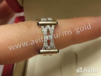 Золотое кольцо с бриллиантами и сапфирами