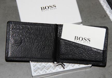 Кожаный зажим для денег H. Boss black new 05