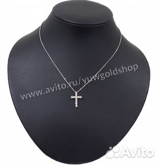Новый золотой крест на цепи Tiffany 0.73 ct 4/4