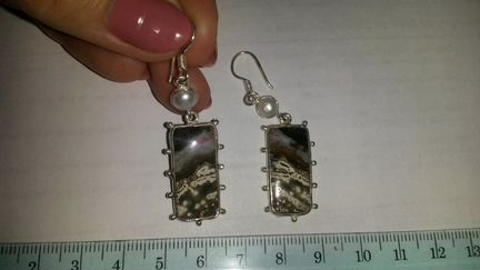 Серьги с океанический яшмой серебро 925