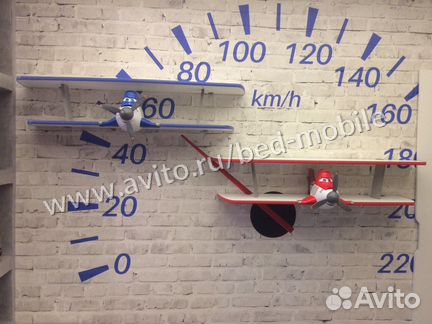 Полка Самолетик Дасти оранжевый 2 яруса