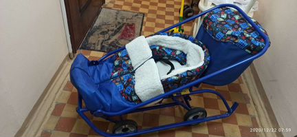 Санки Санимобиль с колесами и багажником