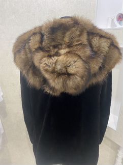 Шуба норка с капюшоном соболь