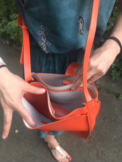 Сумка новая кожаная оранжевая