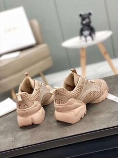 Кроссовки кеды Диор кожа беж коричневые