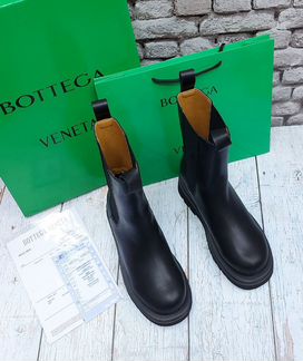 Кожаные чёрные ботинки bottega veneta (36-40)